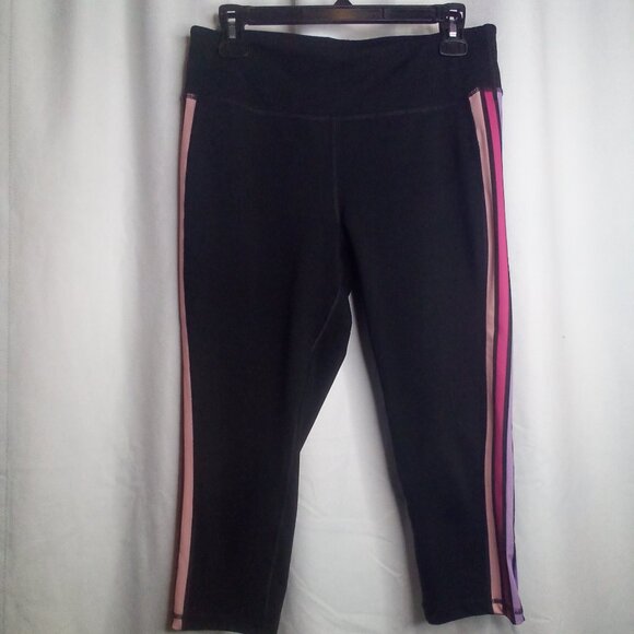 Xersion Capri Leggings L Cropped Active Athletic Black Pink Purple - Picture 1 of 16